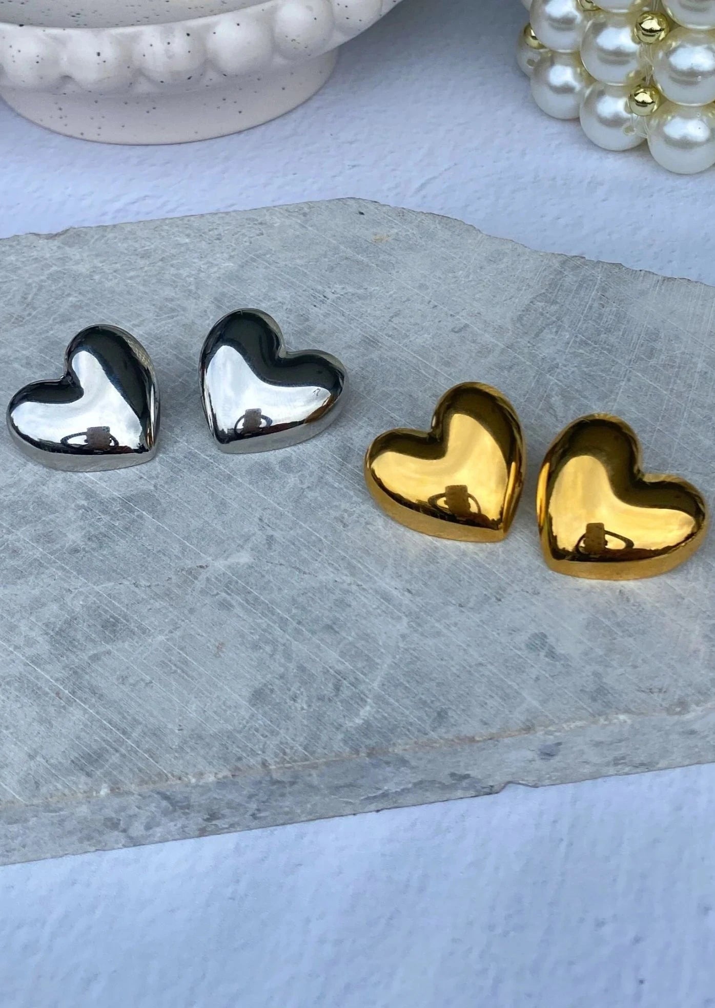 Gold heart earrings