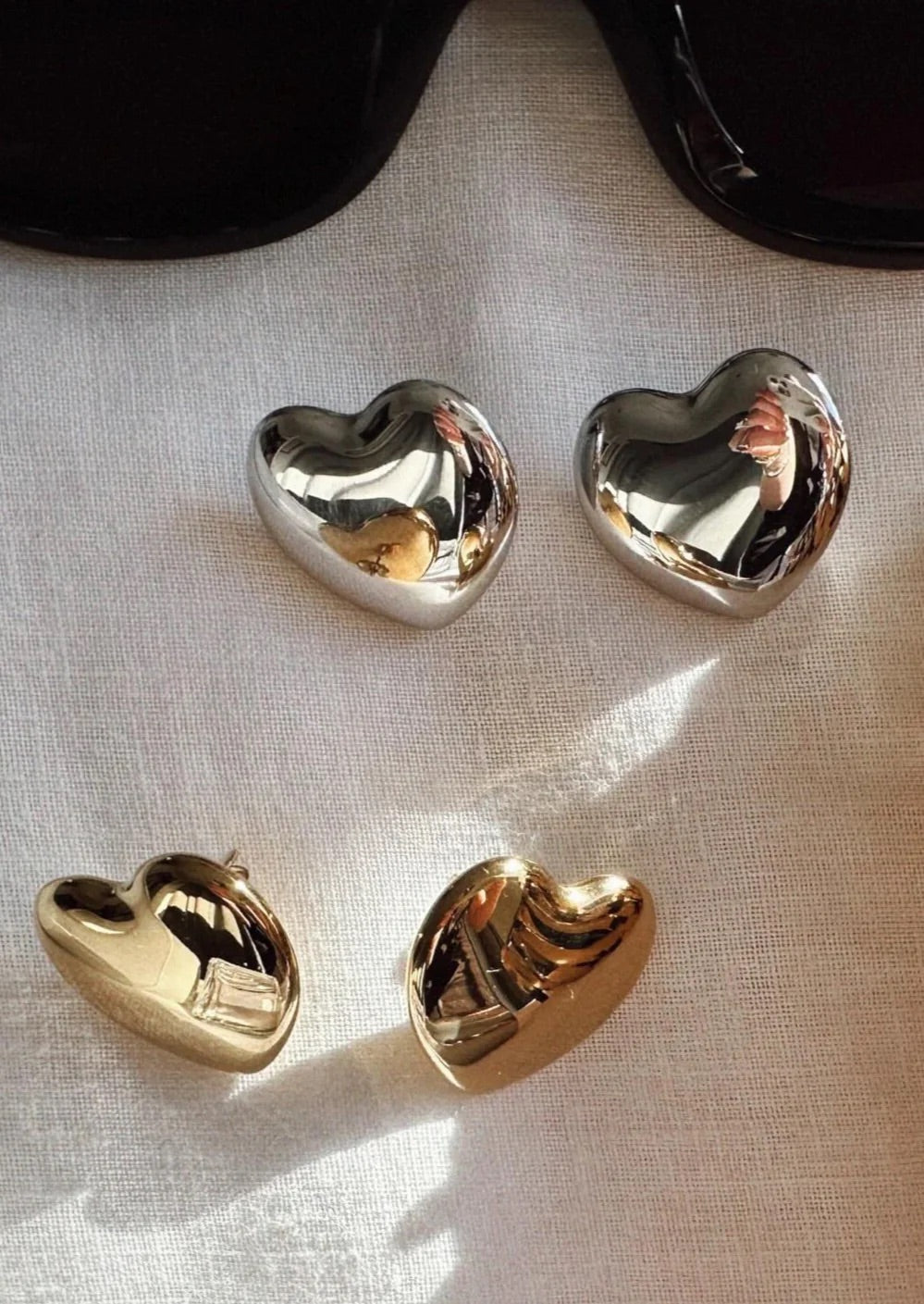 Gold heart earrings