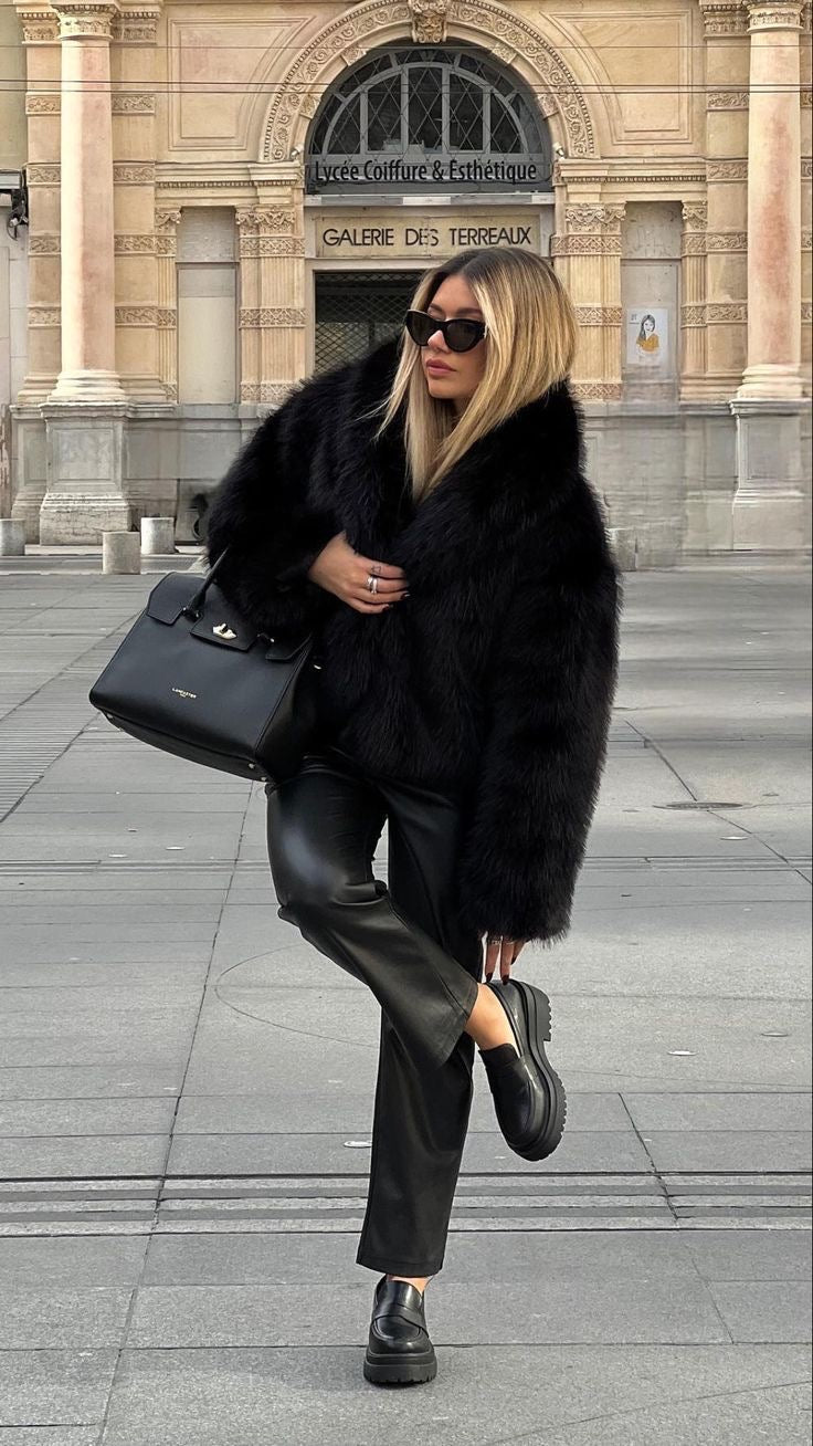 Black fur coat