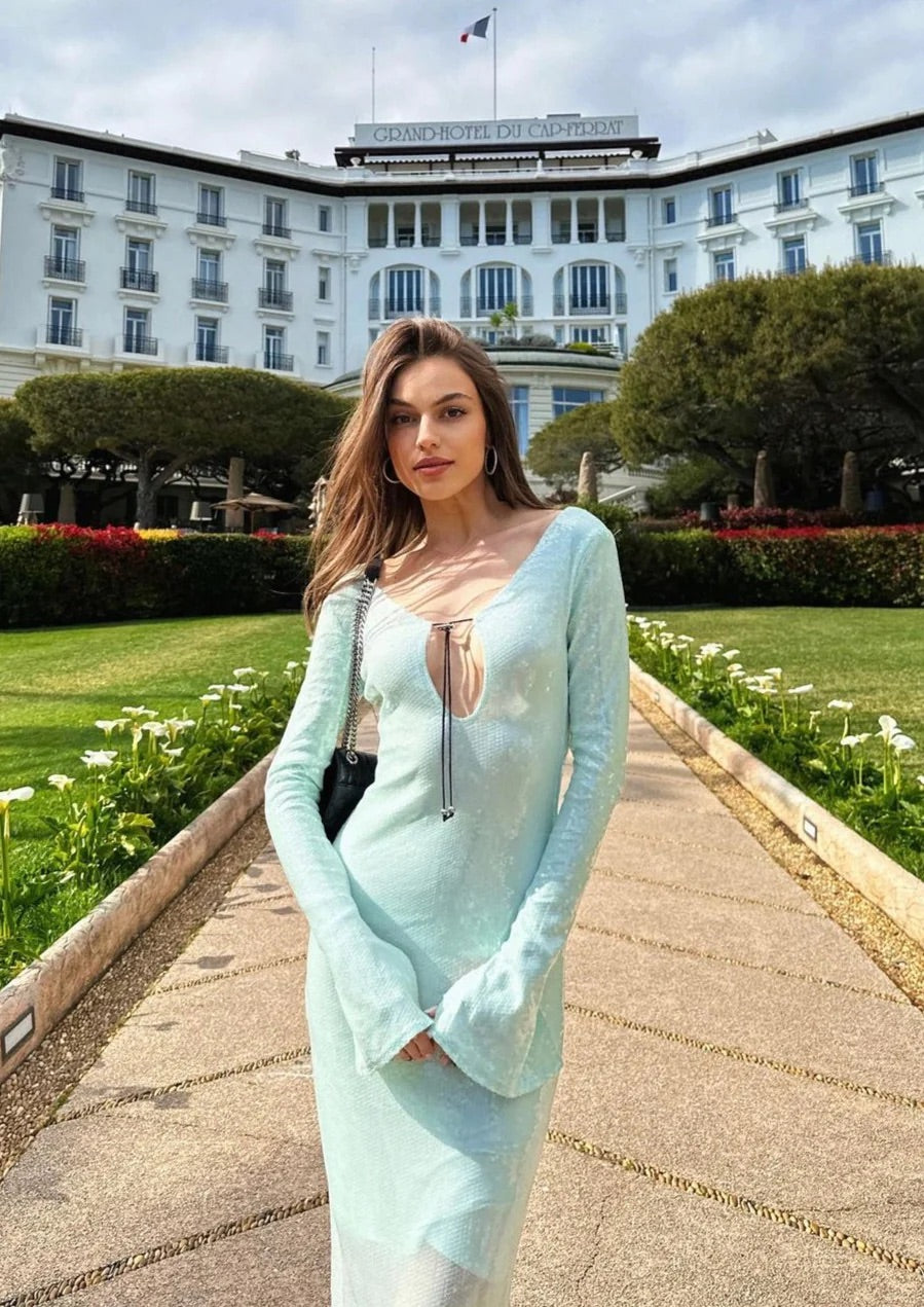 Robe turquoise ambre