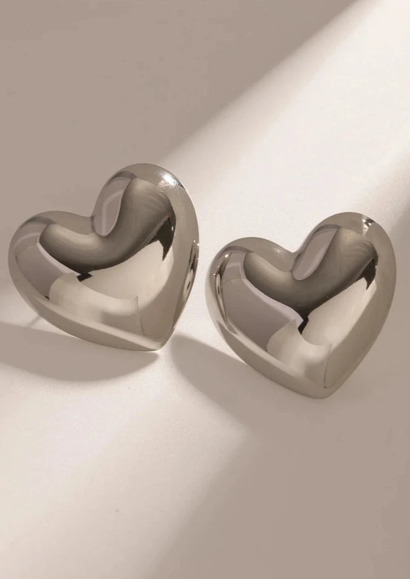 Silver heart earrings