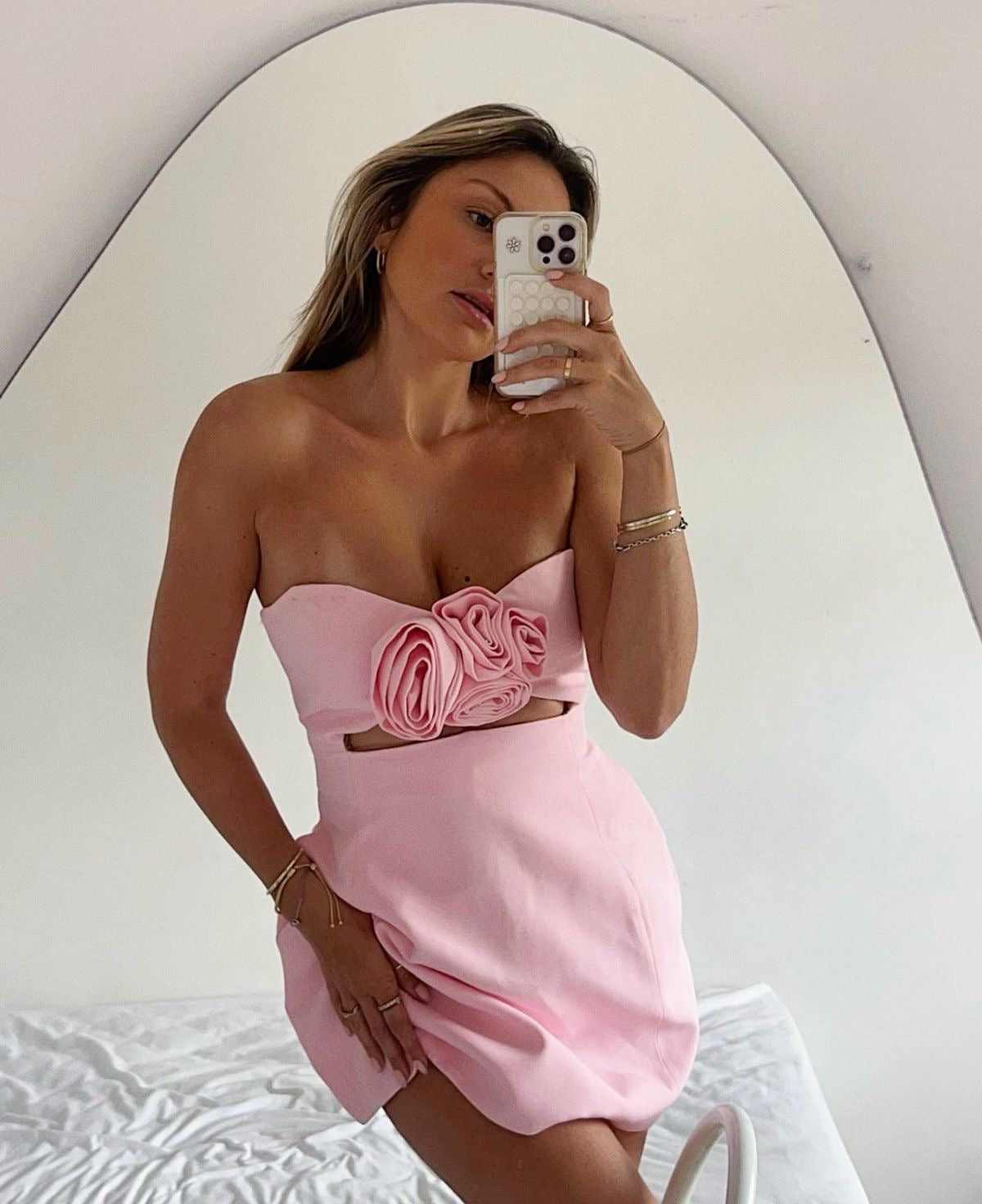 Hailey's pink dress