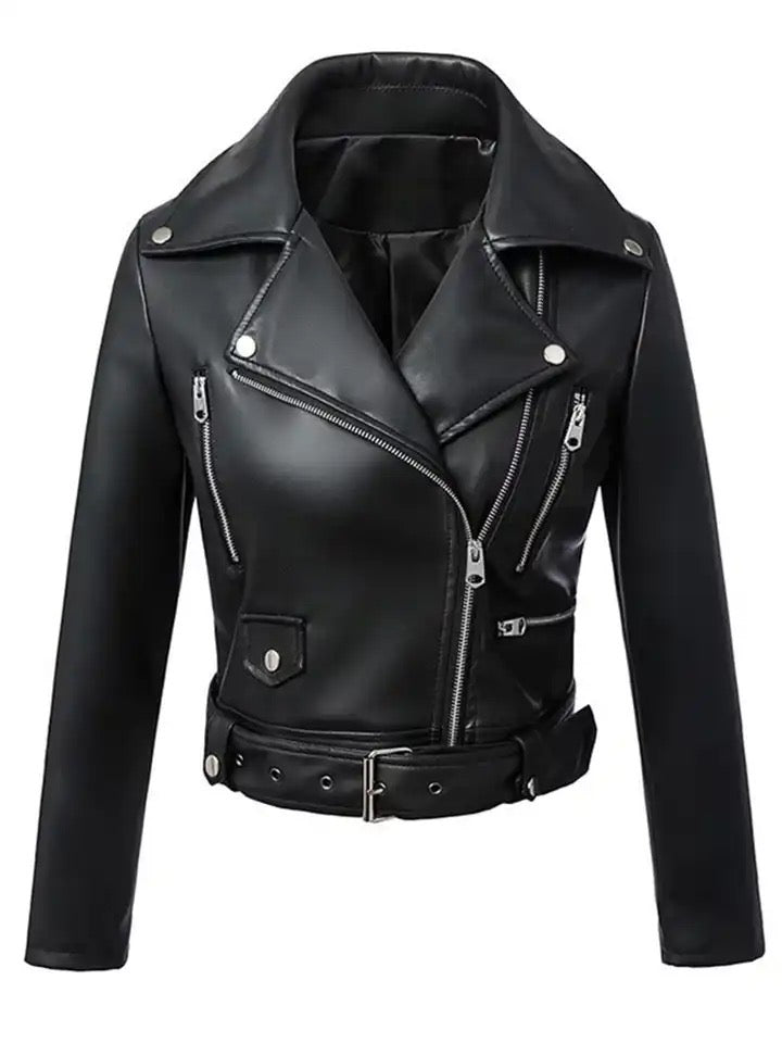 Veste en cuir noir